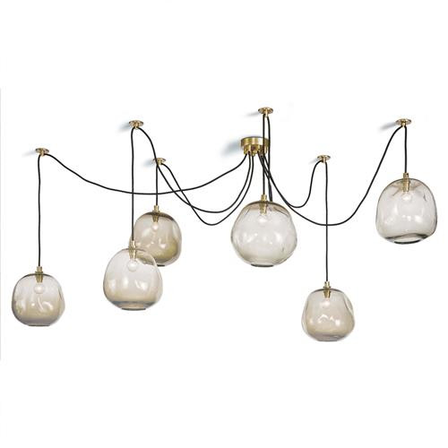 Regina Andrew Molten Spider Modern Smoke Glass Brass Chandelier - Small | Kathy Kuo Home