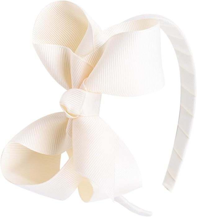 Girls' Superior Grosgrain Bow Headbands \u2013 Soft, Stylish & Comfortable-Ivory | Amazon (US)