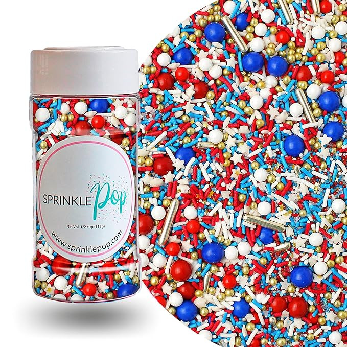 Old Glory II Sprinkle Mix| Made in USA By Sprinkle Pop| Red White Blue Sprinkles with Gold Metall... | Amazon (US)