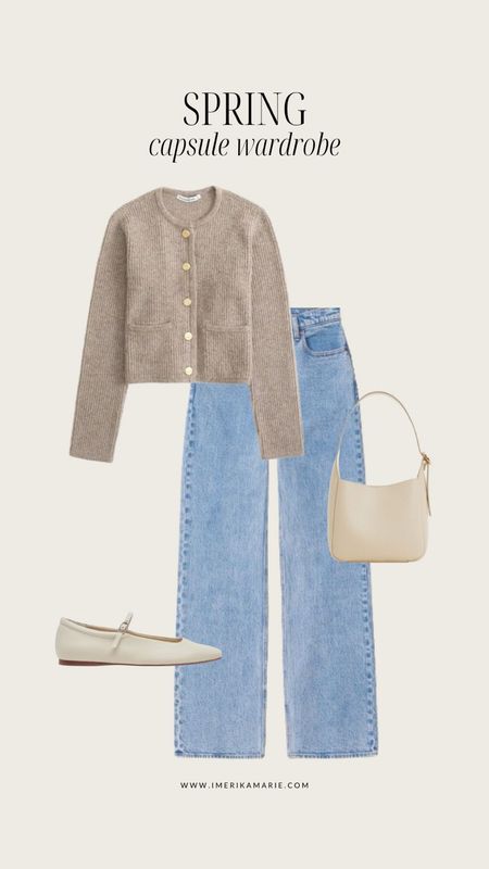 Spring Capsule Wardrobe. Spring Outfit. Cardigan. Jeans. Shoulder bag. Flats. Ballet flats. Dolce vita flats.

#LTKstyletip #LTKfindsunder100 #LTKSeasonal