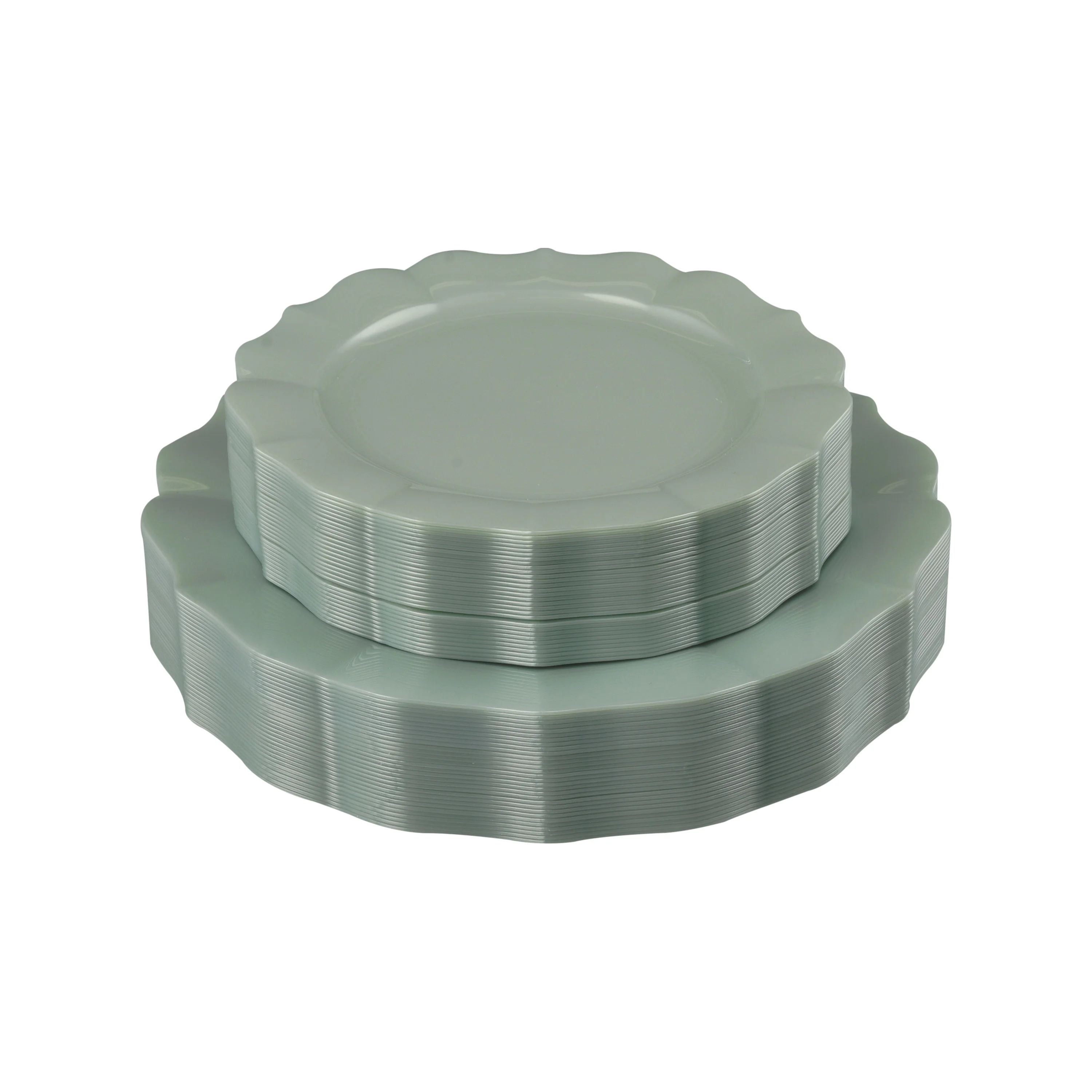 Green Plastic Plates, Scalloped Rim Pearl Turqoiuse Disposable Party Plates, 20 10 inch Dinner Pl... | Walmart (US)