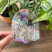 Plant Window Suncatcher Sticker, Rainbow Maker | 5x4 In | Etsy (US)