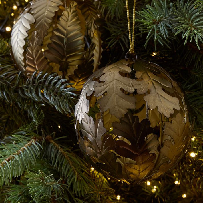 Medium Metal Botanical Mixed Ornaments (Set of 4) | West Elm (US)