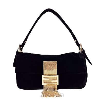 FENDI Baguette in Black Velvet with Gold Metallic Fringing | eBay US