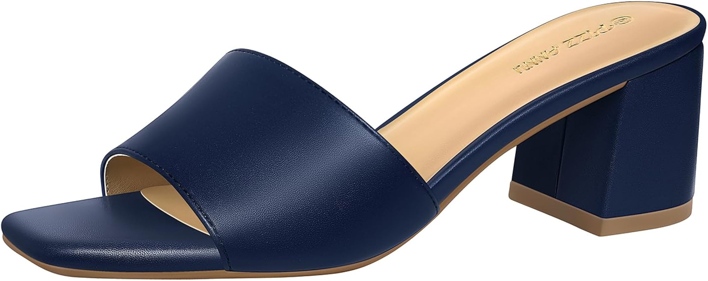 PIZZ ANNU Women's Square Open Toe Heels Sandals Low Block Chunky Heeled Sandal Slip on Mules Comf... | Amazon (US)