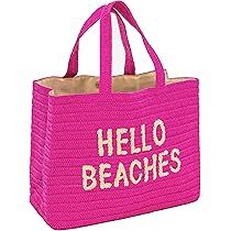 Beach Bags for Women. Straw Beach Tote Bag. Beach Vacation Essentials. Packable Beach Tote. By He... | Amazon (US)