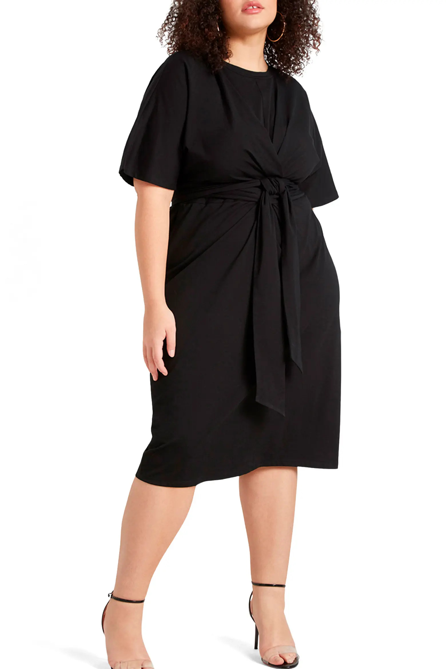 Tie front Flutter Sleeve Midi Sheath Dress (Women) | Nordstrom | Nordstrom