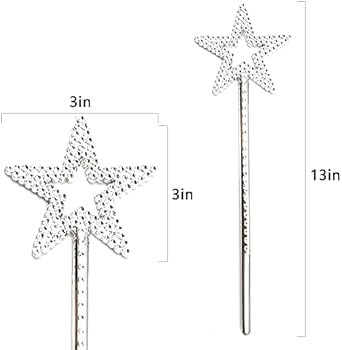 13 Inches Star Wand,Silver Fairy Princess Angel Wand Sticks Silver Fairy Princess Angel Wand Cosp... | Amazon (US)