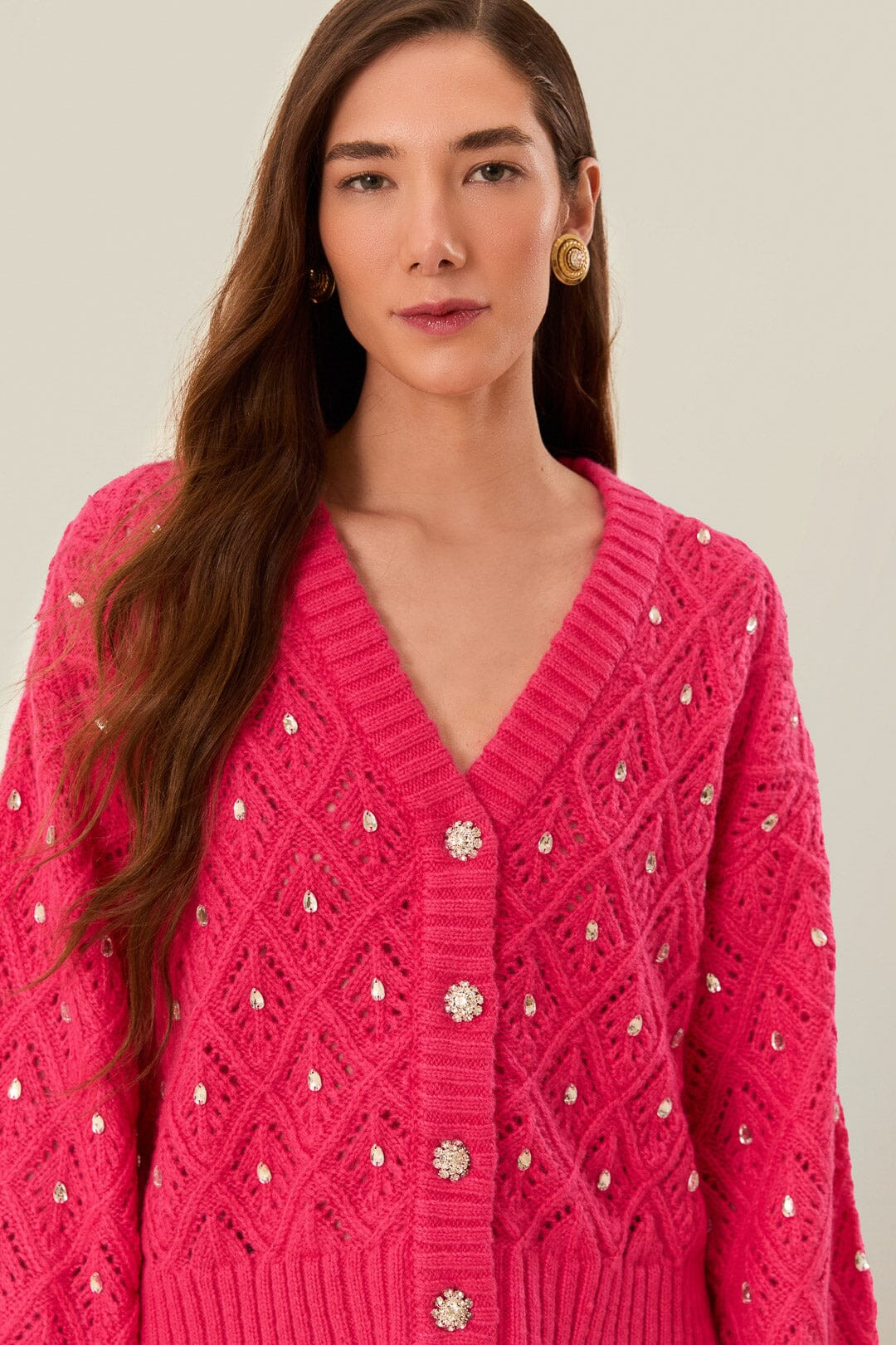 Pink Lace Knit Sweater | FarmRio (US)