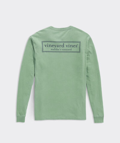 Garment-Dyed Logo Box Long-Sleeve Pocket Tee | vineyard vines