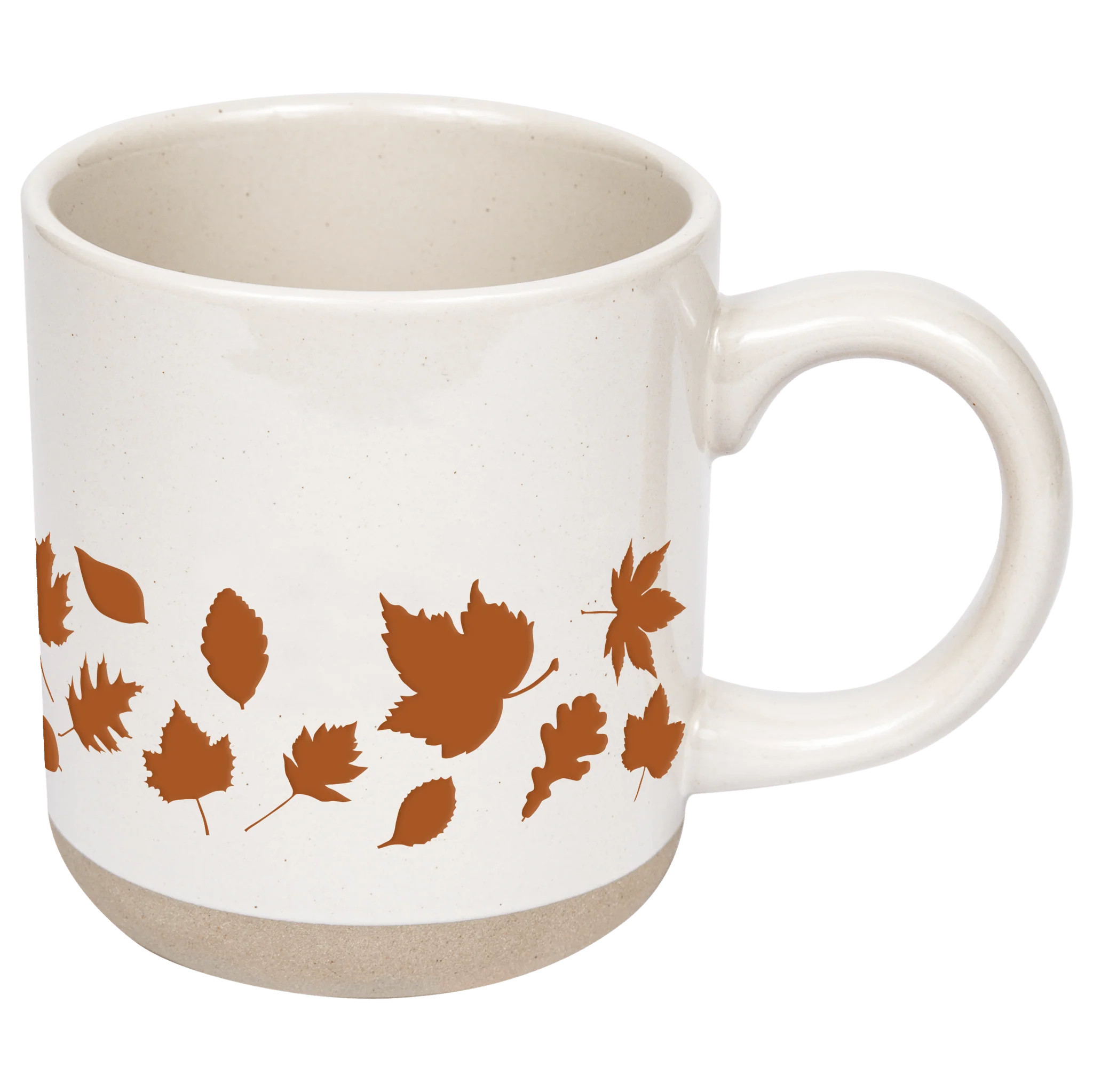 Orange Leaves 14oz. Cream Stoneware Coffee Mug | Sweet Water Decor, LLC