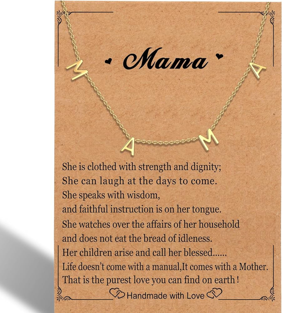 SKQIR Mama Necklaces for Women with Message Card，18k Gold Filled Dainty mama Tiny Pandent Neckl... | Amazon (US)