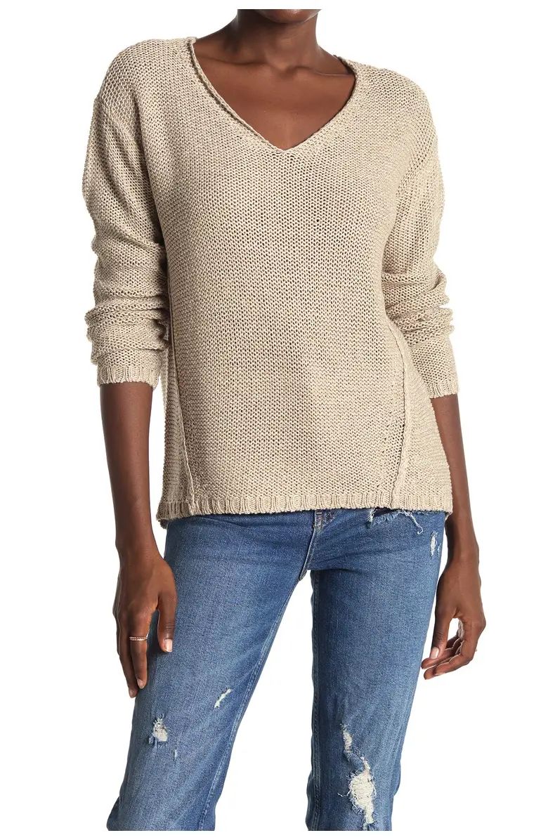 RDI V-Neck Elbow Patch Tunic Sweater | Nordstromrack | Nordstrom Rack