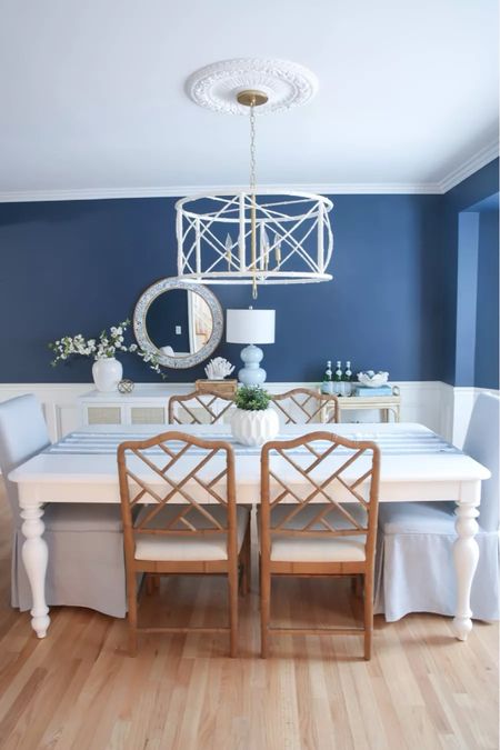 Shop my coastal modern dining room decor and furniture. Featuring my white dining table, gorgeous dining chairs, coastal chandelier and more coastal decor finds. 
5/30

#LTKHome #LTKStyleTip