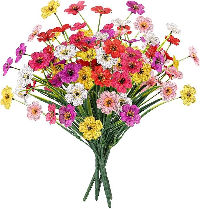 Artificial Flowers for Outdoors 6 Bundles Fake Flowers UV Resistant Faux Plastic Plants No Fade f... | Amazon (US)