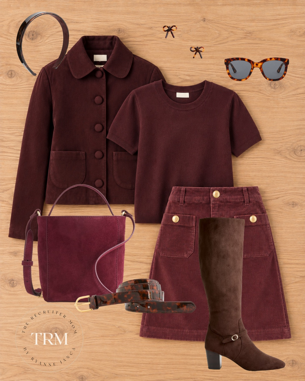 Burgundy collared jacket + sweater tee + corduroy skirt 🍷 A tonal fall look that feels so polished! Suede boots, a tortoise belt, and bow earrings finish it perfectly 🎀

Sizing: Jacket | Top | Skirt | Boots 

 #LTKover40 #LTKstyletip #LTKmidsize #LTKworkwear
