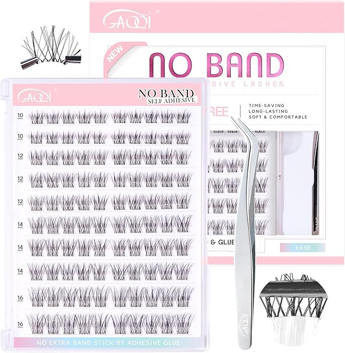 GAQQI Self Adhesive Eyelash Clusters, Natural Look No Glue Lashes 10-16mm, No Band Self Adhesive ... | Amazon (US)