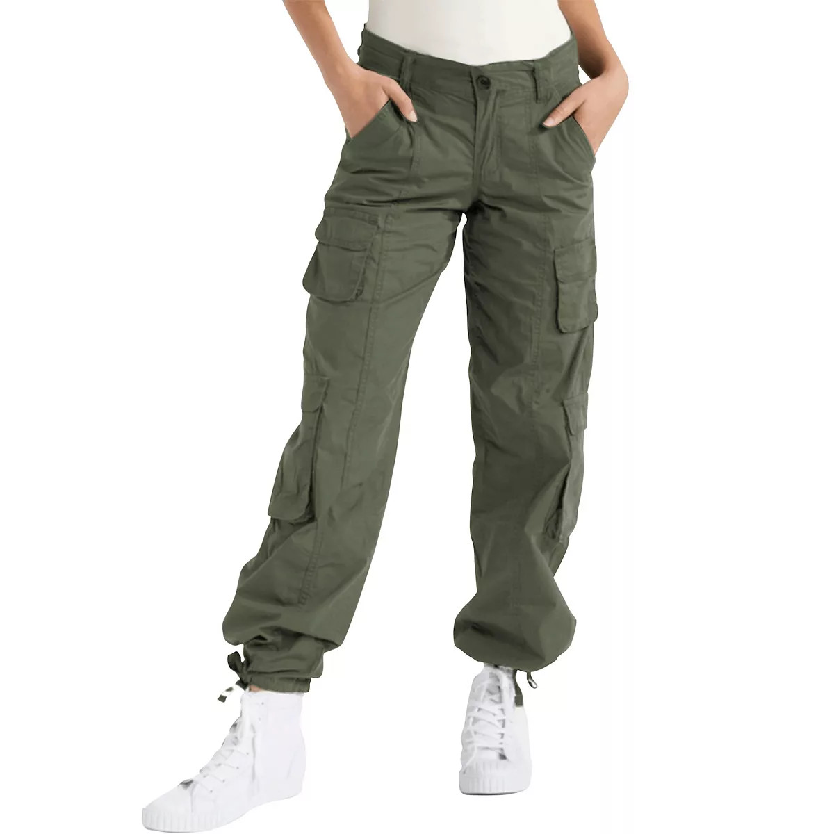 Juniors' Harper & Ivy Mid-Rise Parachute Cargo Pants | Kohl's