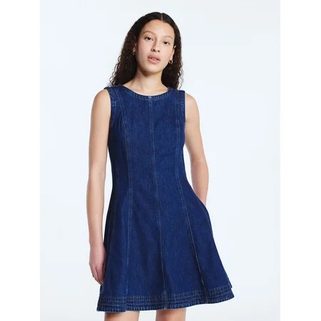 Free Assembly Women s and Women s Plus Sleeveless Denim Panel Mini Dress Sizes XS-4X | Walmart (US)
