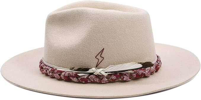 Vintage Fedora Firm Wool Felt Hat for Men Women Wide Brim Lining Distressed/Burned Style Handmade | Amazon (US)