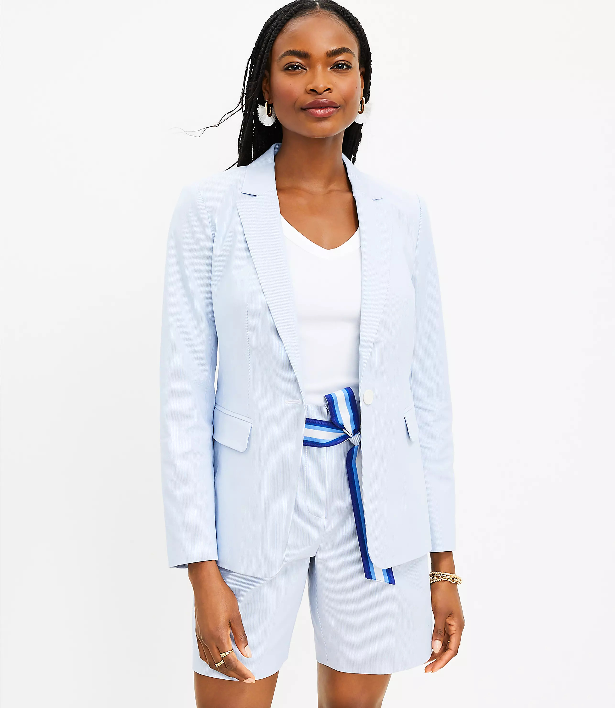 Petite Striped Fluid Modern Blazer | LOFT