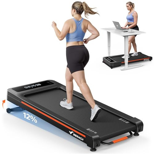 MERACH W50 Walking Pad Treadmills for Home, 12% Auto Incline, 400lbs Capacity, 3.5HP Supper Quiet Brushless, 16.5"x41.3" Spacious Running Belt, Under Desk Treadmill with Remote & LED | Amazon (US)