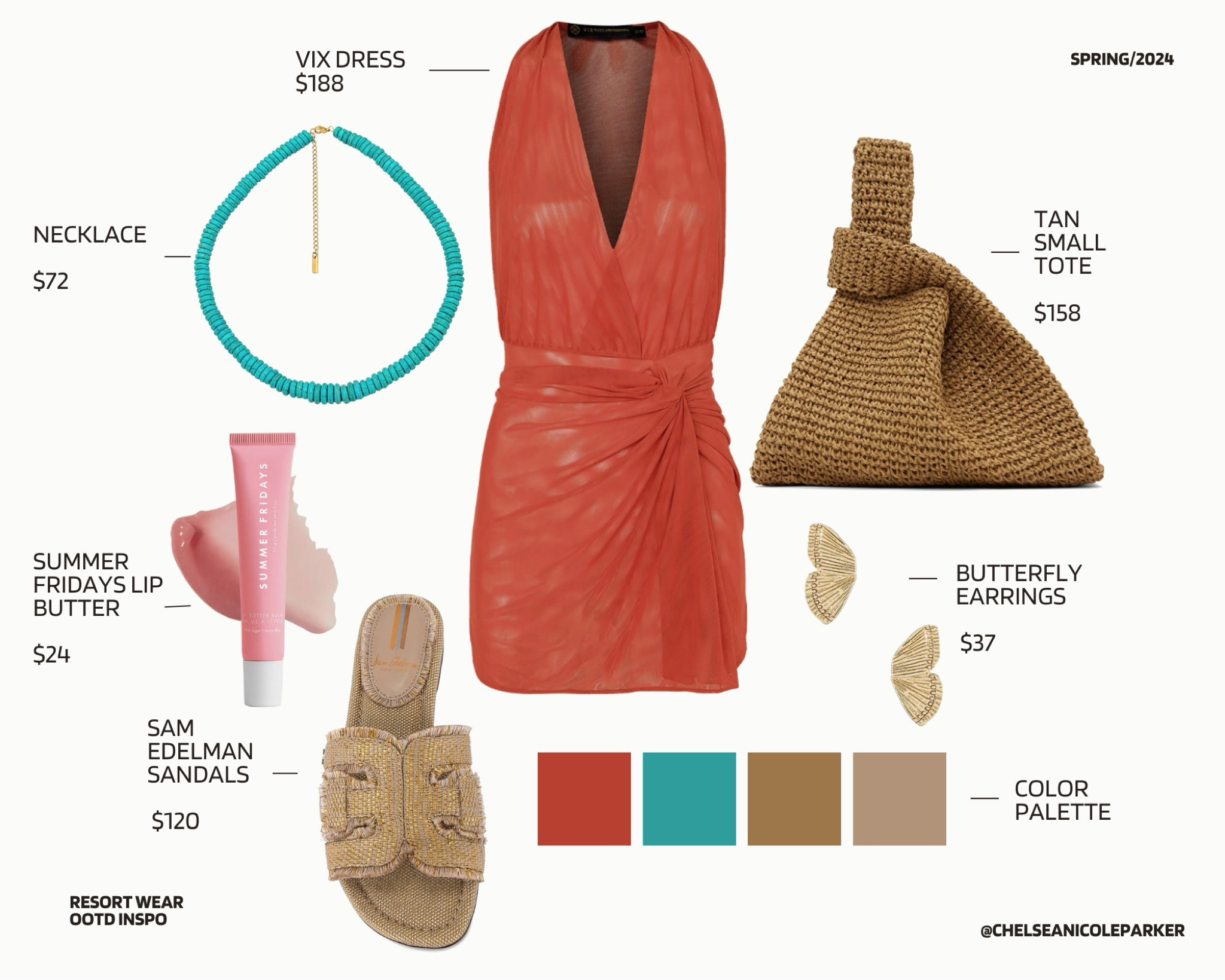 ViX Mini Dress ON SALE + Sam Edelman Raffia Sandals + Summer Fridays Pink Sugar Lip Gloss + Ssense Small Raffia Tote + Turquoise Necklace - Resort Wear / Easter Vacation Outfit / Spring Break /Beach Style / OOTD Inspo

#LTKfindsunder50 #LTKfindsunder100 #LTKsalealert