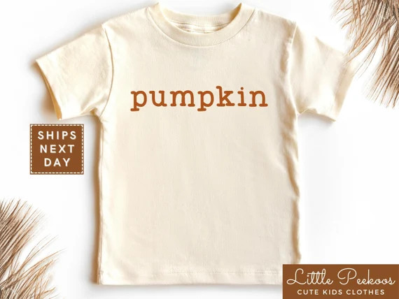 Pumpkin Natural  Toddler Shirt, Fall Pumpkin Season Unisex Kids T-shirt, Minimalist Thanksgiving ... | Etsy (US)