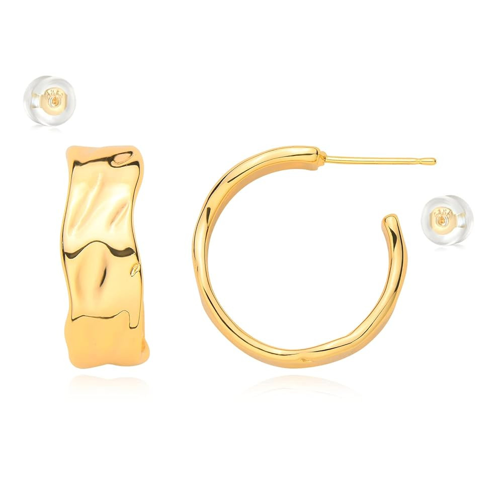 MYEARS Women Hoop Earrings Gold 14K Gold Filled Small Simple Handmade Hypoallergenic Everyday Ill... | Amazon (US)