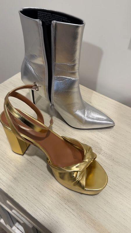 Fun metallic heels in stock and on sale under $30! I went up a half in the boot and tts in the sandals. Perfect for holiday parties weddings Christmas events. All the things! 

#LTKHoliday #LTKshoecrush #LTKfindsunder50