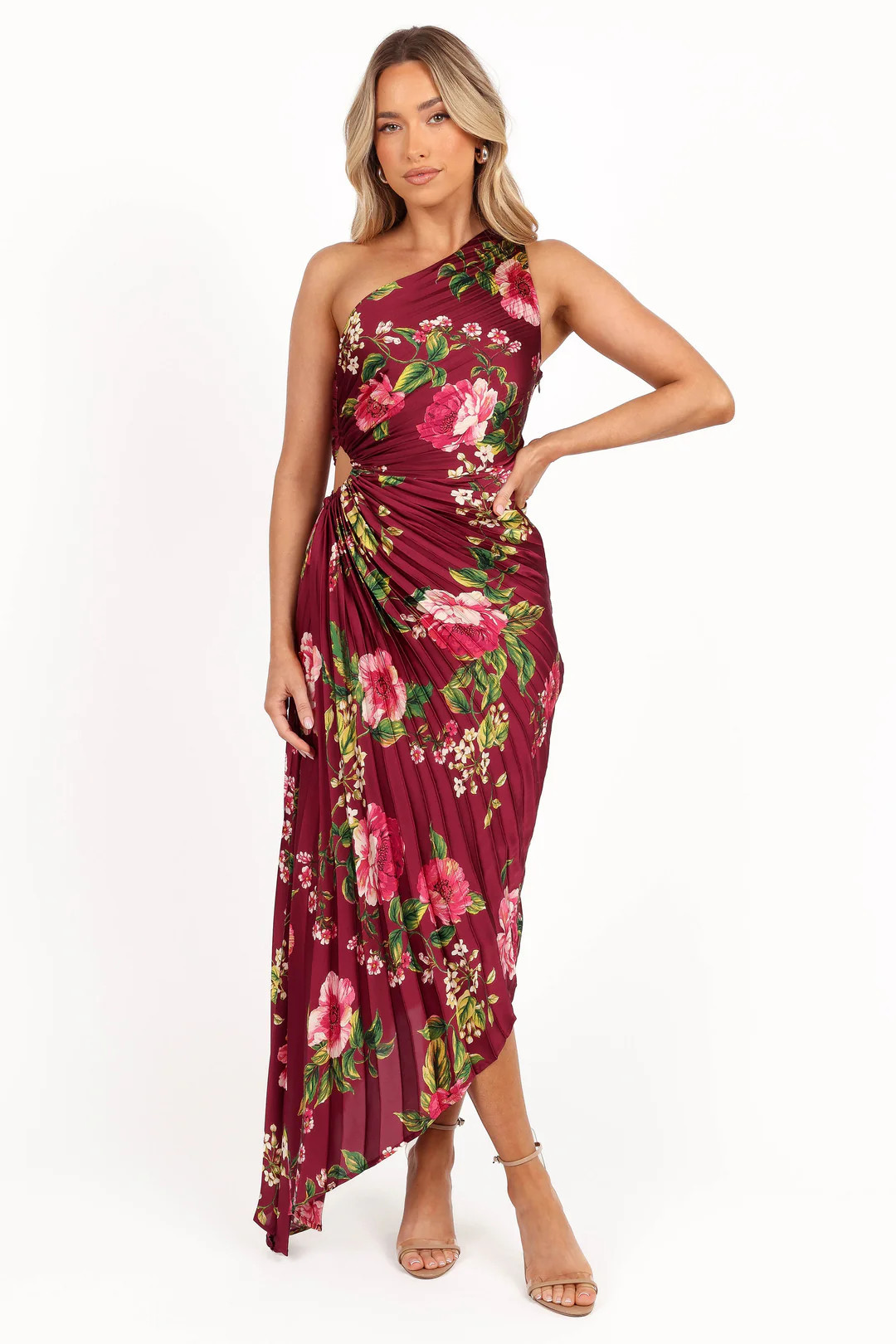 Kleo One Shoulder Maxi Dress - Burgundy Floral | Petal & Pup (US)