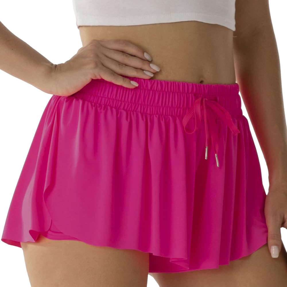 Flowy Athletic Shorts for Women Running Tennis Butterfly Shorts Girls 2-in-1 Double Layer Quick-D... | Amazon (US)