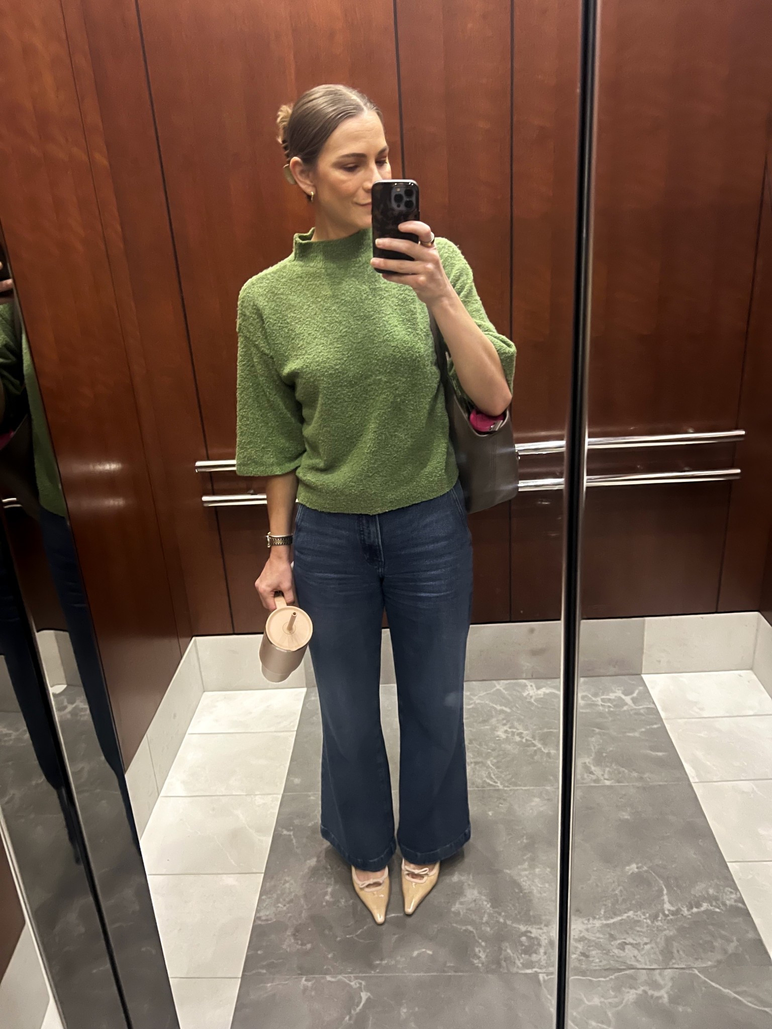 Office Outfit Inspo
Green mock-neck sweater - wearing size small. TTS. 
Trouser Jean - wearing size 27. TTS. 
Kitten toe heels - tts. 


#LTKSaleAlert #LTKWorkwear #LTKSpringSale