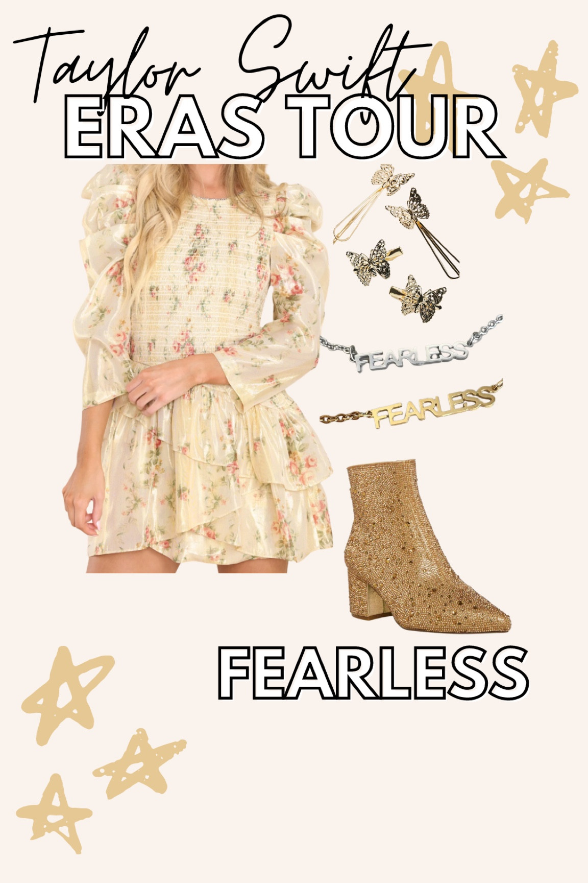 for the Fearless Swifties 💛 who want to give a romantic countryside feel to their Taylor Swift Eras Tour outfit ✨ I think a  gold boot or bootie can really elevate your concert look, no matter your style! 

For the LoveShackFancy dress, use promo code: HOLIDAY , for an extra 25% discount asap 🤭 it would also be the most darling Holiday dress

& Don’t forget to add some hair accessories too, I feel like they’re totally IN this season!

Linked similar necklace choices. The ones pictured are from ResinRina online.✨ She makes the BEST gifts for the Swiftie in your life. I love shopping small when I can! 

#LTKsalealert #LTKHoliday #LTKwedding