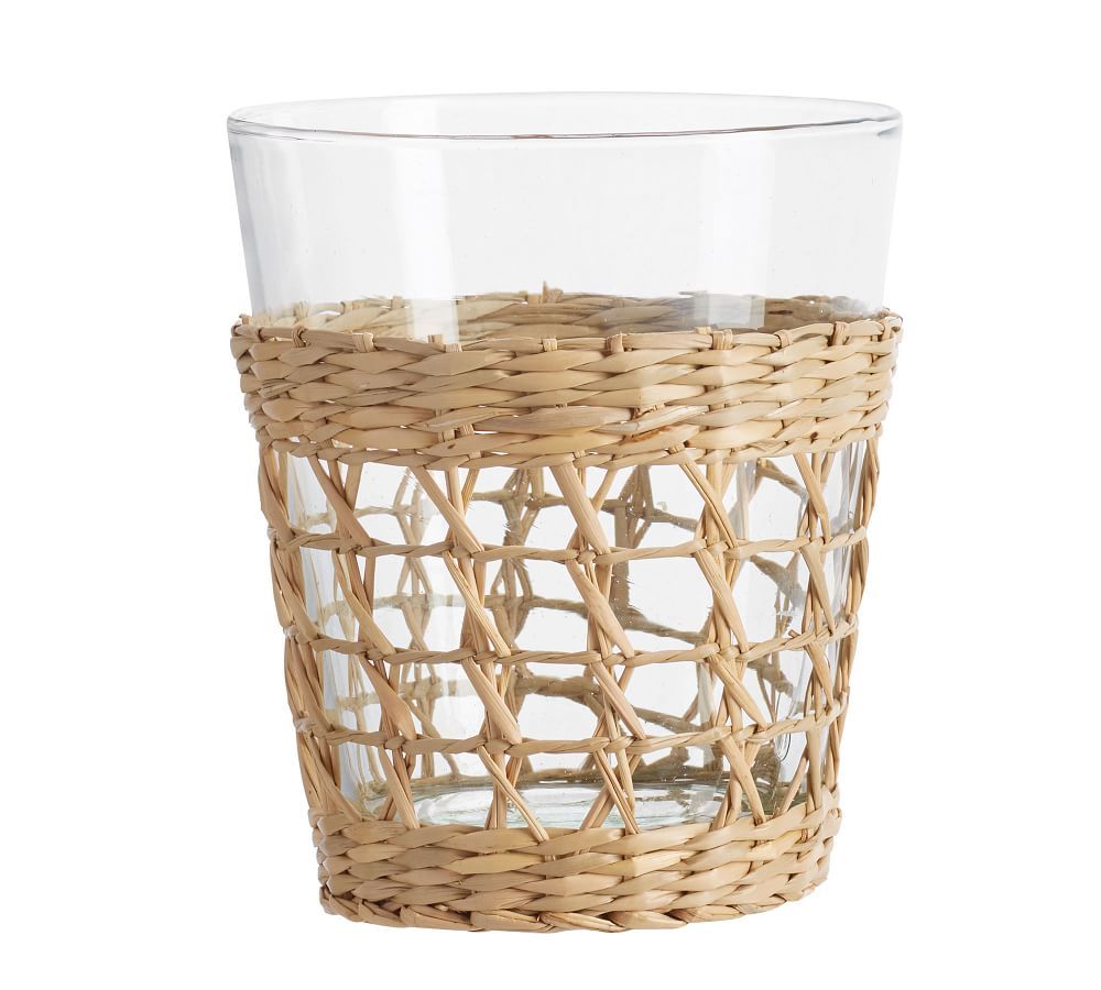 Cane Recycled Short Glasses, 8.25 oz, Set of 6 - Natural | Pottery Barn (US)