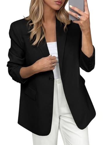 PRETTYGARDEN Blazers for Women Business Casual Outfits 2025 Fall Fashion Open Front Long Sleeve Suit Jackets Work Blazer(Black,Small) | Amazon (US)