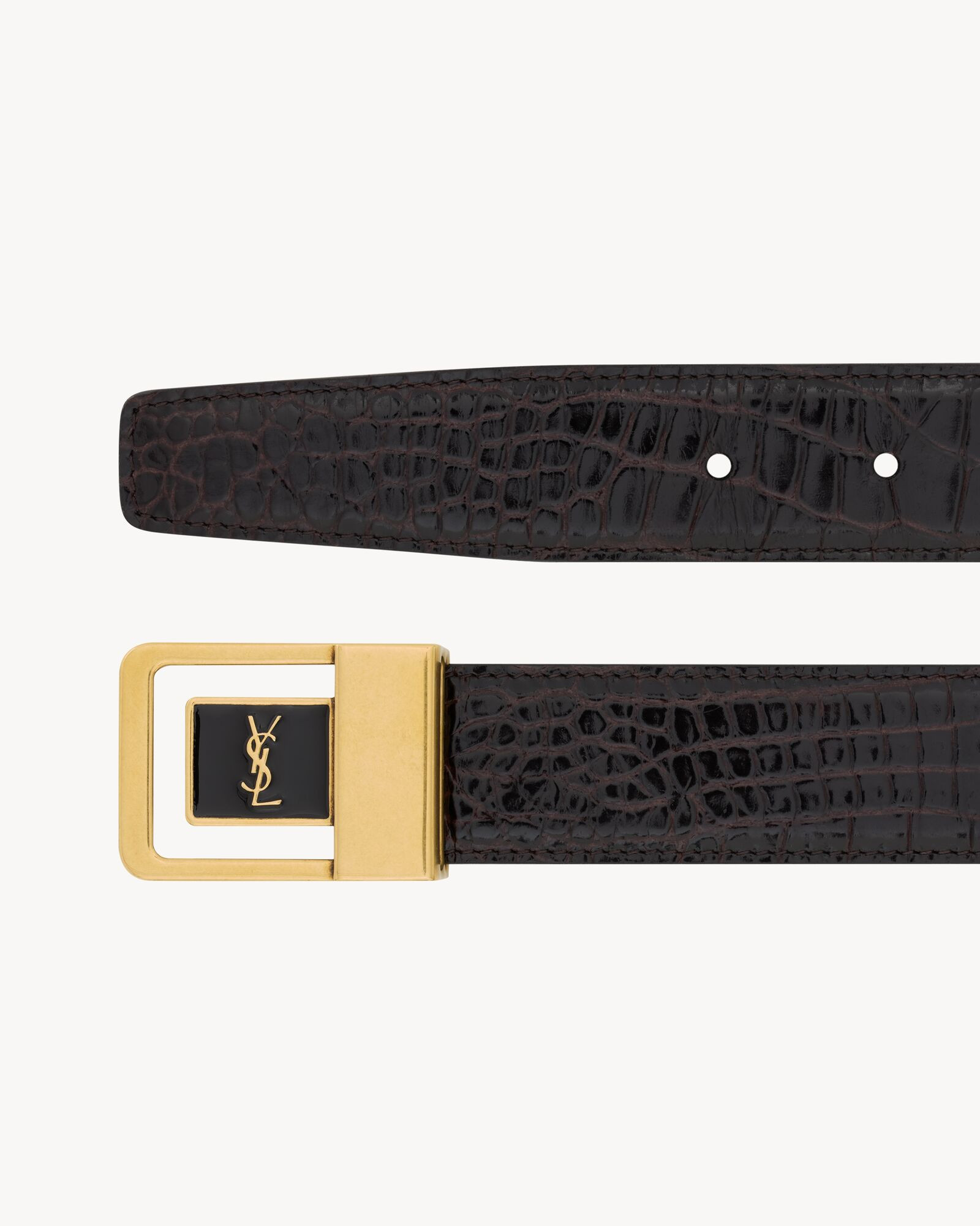 LA 66 buckle belt in crocodile-embossed leather | Saint Laurent | YSL.com | Saint Laurent Inc. (Global)