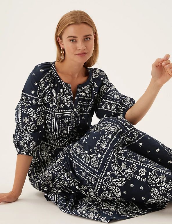 Pure Cotton Printed Midaxi Shirt Dress | M&S Collection | M&S | Marks & Spencer (UK)