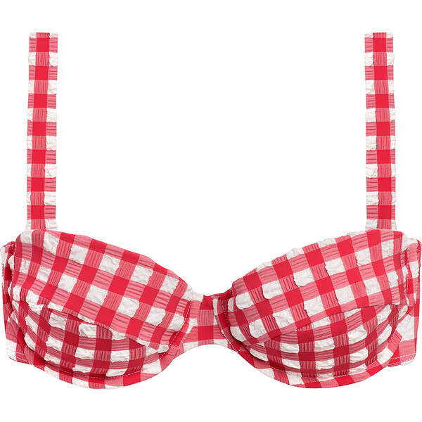 Women's Red Gingham Bustier Bikini Top | Maisonette