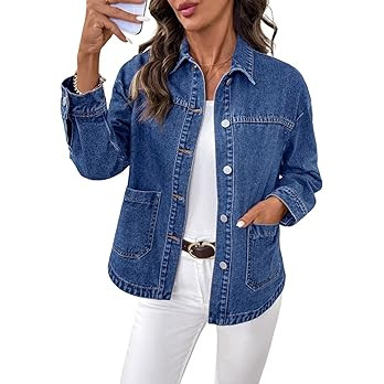 Sidefeel Women‘s Jean Jacket Casual Long Sleeve Button Down Oversized Boyfriend Trendy Denim Ja... | Amazon (US)