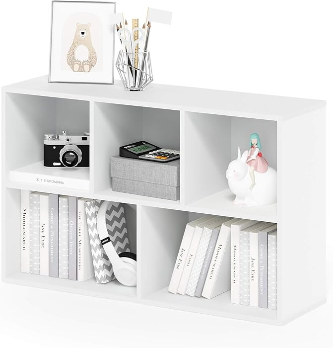 Furinno LUDER Book Shelf, 5-Cube Bookshelf, Reversible Bookcase, 9.4 x 19.5 x 31.5, Easy Assembly... | Amazon (US)