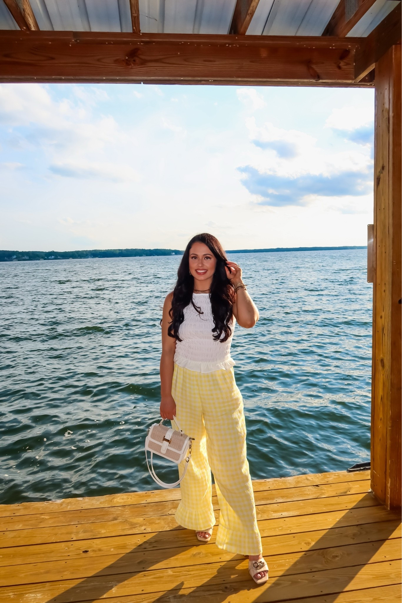 Under $30 Amazon gingham pants (medium), under $20 ruffle tank (medium, 4 colors) and raffia sandals (tts)— perfect for a summer day! #founditonamazon

#LTKSaleAlert