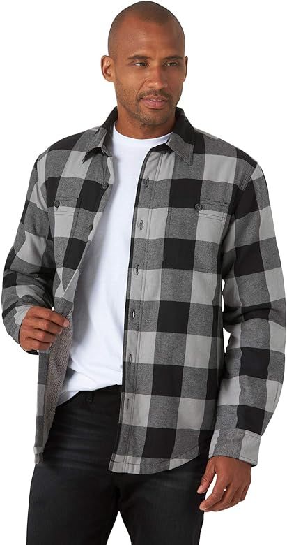 Wrangler Authentics Men's Long Sleeve Sherpa Lined Shirt Jacket | Amazon (US)