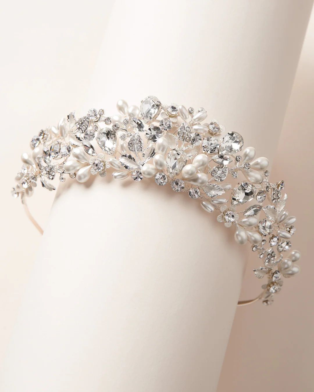 Pearl & Crystal Bridal Tiara, Pearl Wedding Tiara, Pearl Bridal Crown, Wedding Headpiece, Bridal ... | Etsy (US)