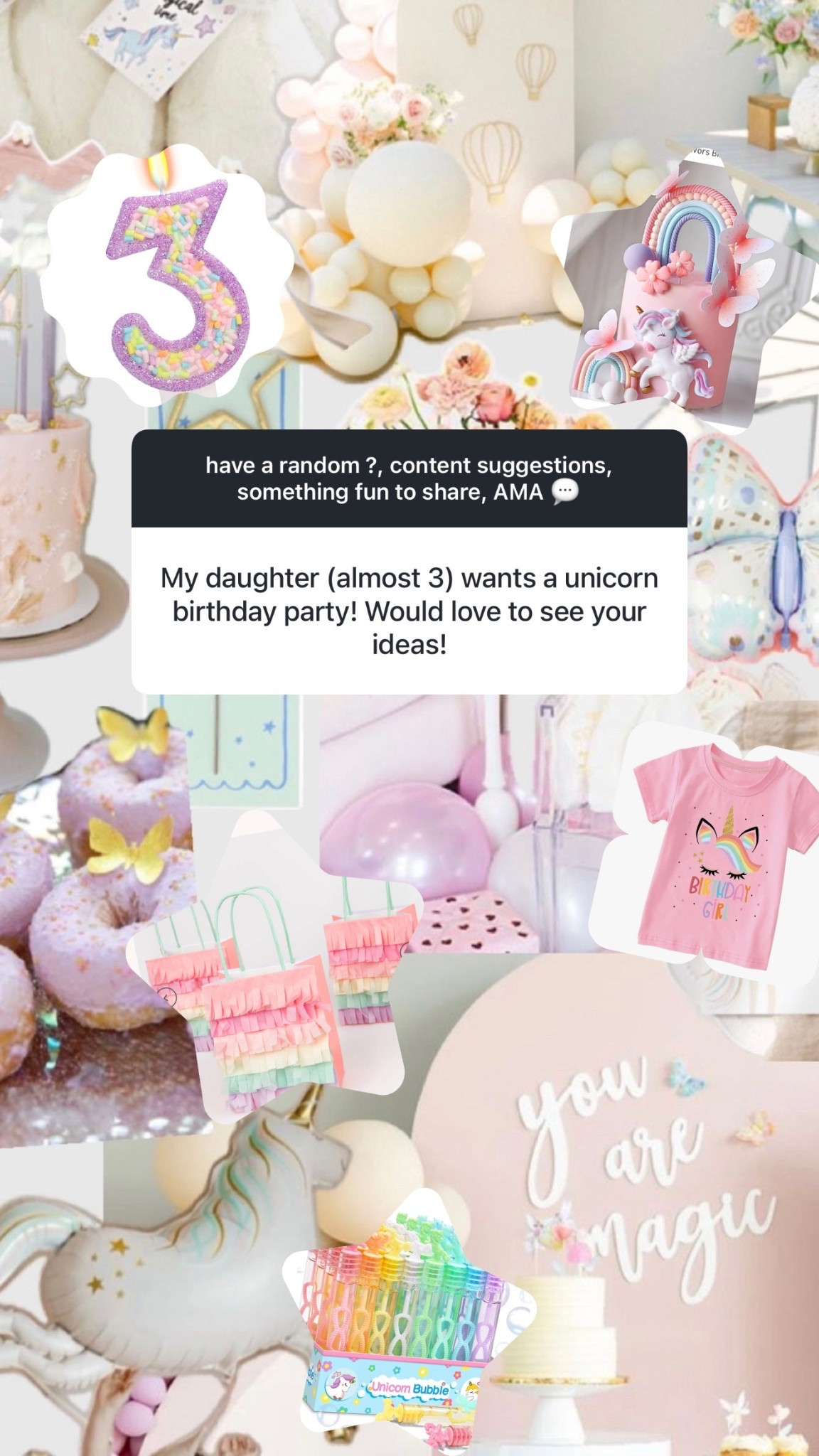 amazon actually has the cutest little unicorn party things right now… cake toppers, favors, balloons, shirts, etc. i rounded up a bunch of ideas and linked them here if it helps! 💕

#LTKmomlife #LTKSeasonal #LTKKids