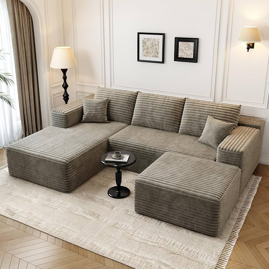 107.5" Cloud Modular Sectional Couch with 1 Ottoman,Modern Minimalist Upholstered Couches, Comfor... | Amazon (US)