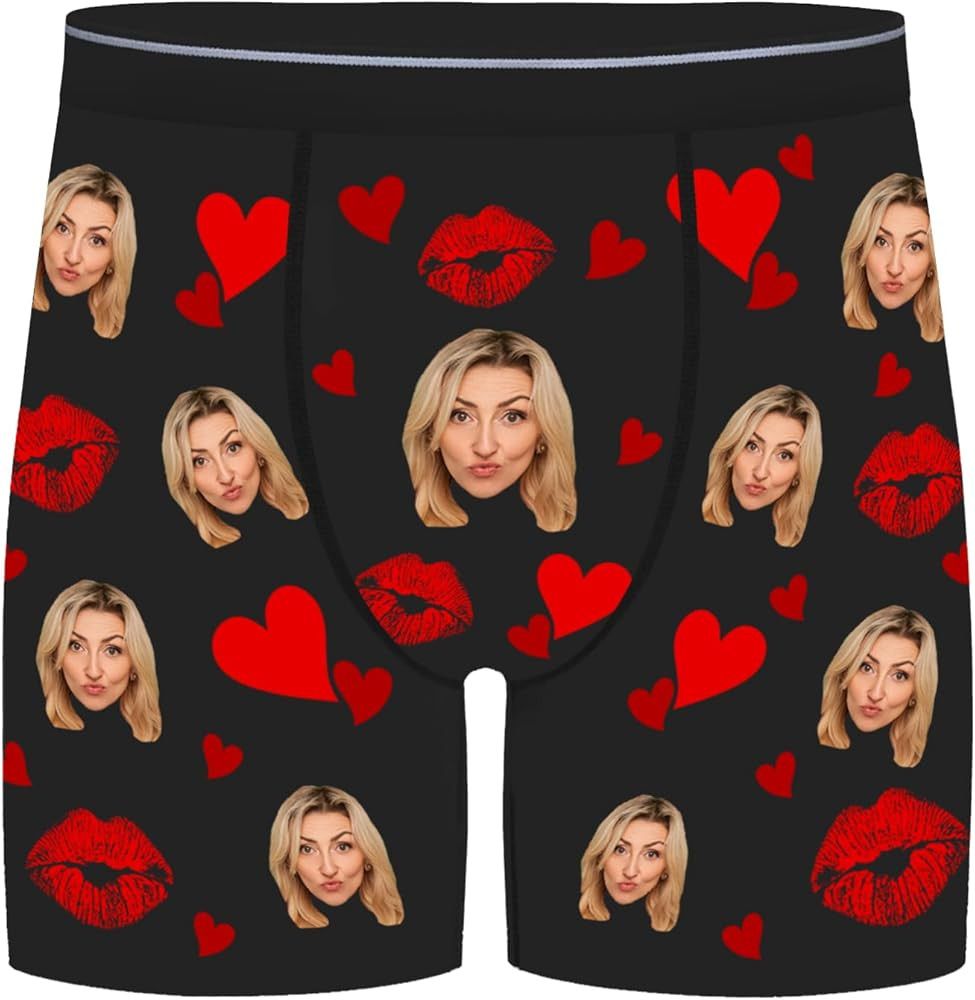 Custom Boxers for Men, Personalized Long Underwear, Boxers with Face on Them, Gifts for Boyfriend... | Amazon (US)