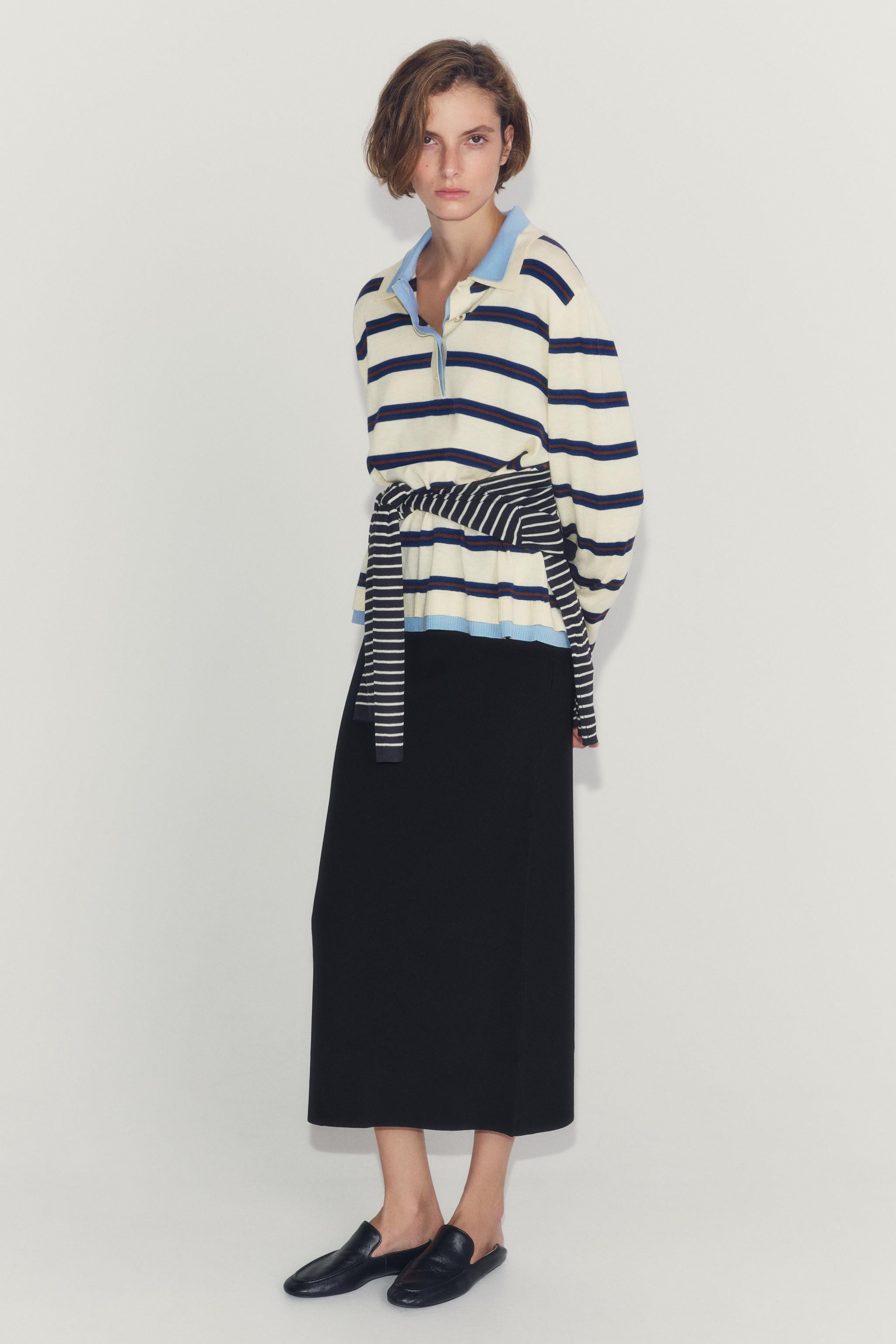 STRIPED CONTRAST KNIT POLO | Zara UK