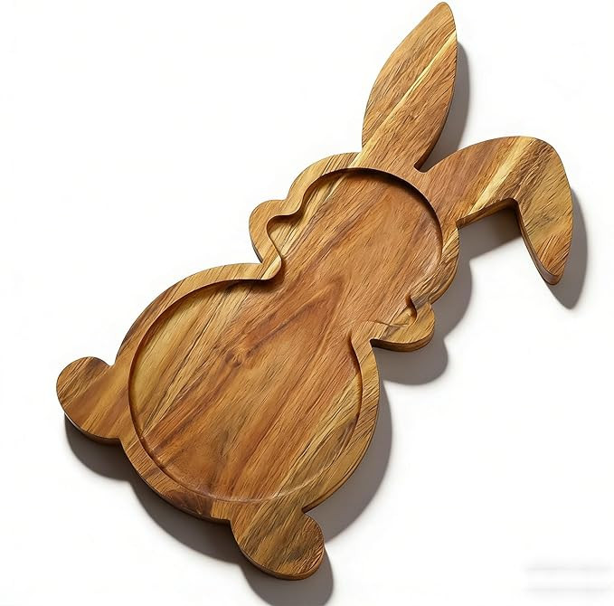 Easter Bunny Wooden Serving Tray(16.9“x9.8“), Wooden Charcuterie Board, Easter Gift Cheese Bo... | Amazon (US)