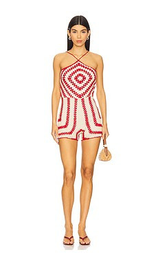 SAYLOR Veruca Romper in Red & Crme from Revolve.com | Revolve Clothing (Global)